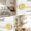 Goldenwarm Gold Door Handles, Privacy Bruhsed Gold Door Handle, Heavy Duty Zinc Alloy Interior Door Levers, Brushed Brass Door Lever Indoor for Bedroom, Bathroom, (3 Pack)