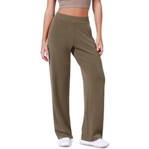 ODODOS Women's Modal Soft Wide Leg Pants Elastic High Waist Casual Lounge Relaxed Pants with Pockets, Petite 27" - Height: 5'0" - 5'3", Small, Espresso