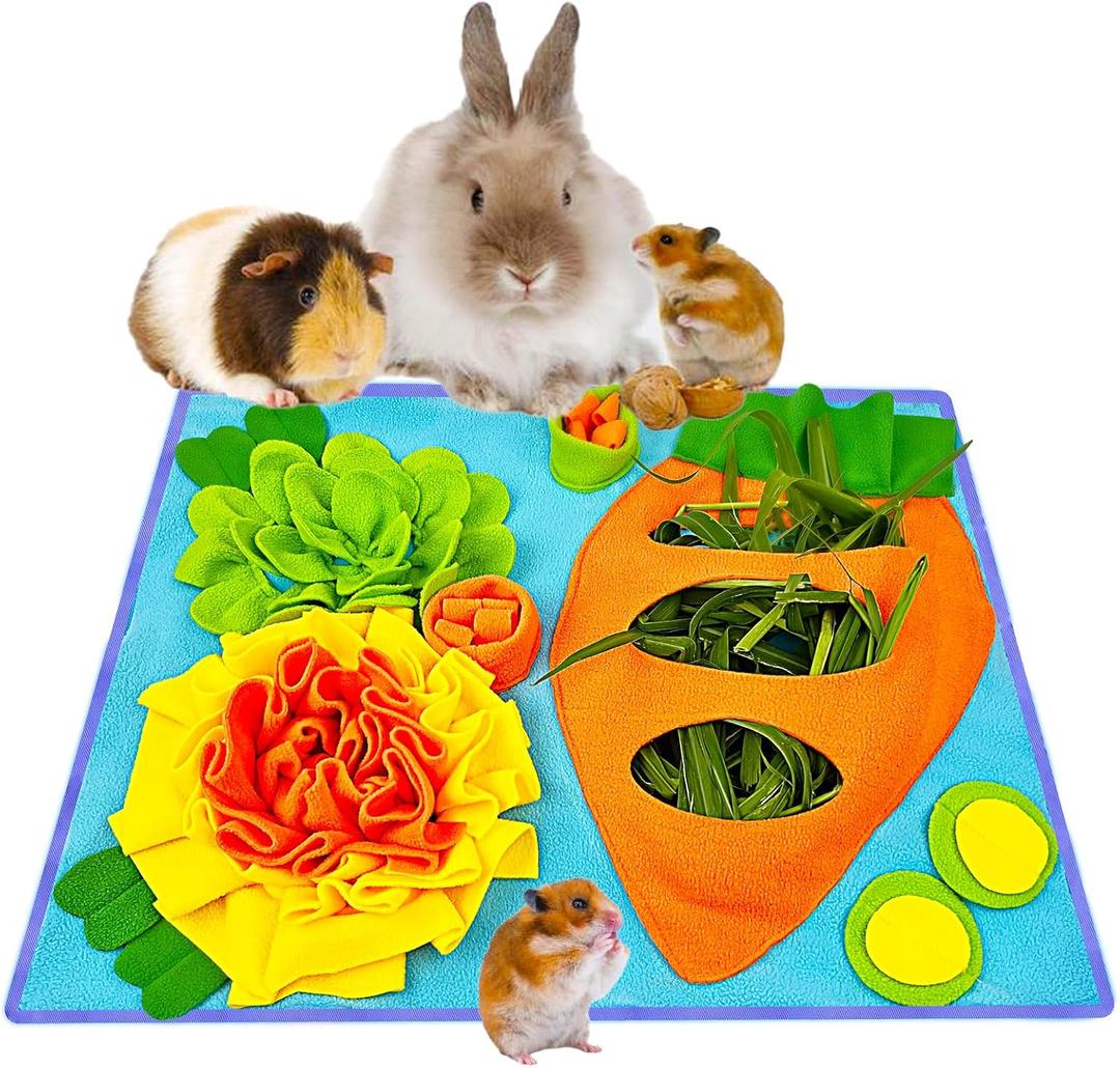 Rabbit Hay Feeder Bunny Foraging Mat Interactive Pet Foraging Toy for Bunny Guinea Pig Chinchillas Hamster Ferrets Small Animals