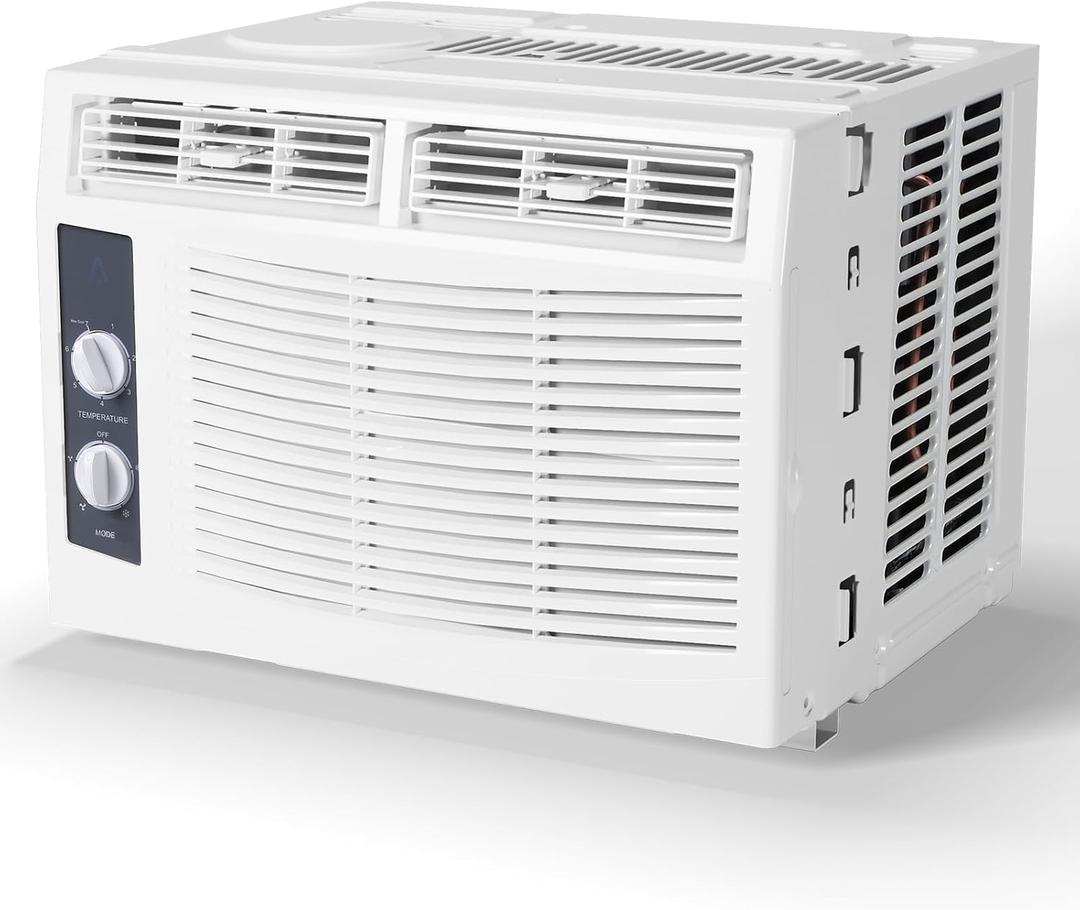 5000 BTU Window Air Conditioner, Mechanical Control AC Unit with Easy Install Kit, 2 Cooling/Fan Speeds, 2-Way Air Direction, Auto Restart, Cools Rooms Up to 150 Sq.Ft