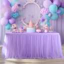 6ft Lavender Tulle Table Skirts for Rectangle Tables or Round Tables Lavender Ruffle Tutu Tablecloth for Girls Baby Shower Birthday Party Wedding Cake Dessert Table Decorations (L6(ft)xH 30in)