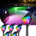 T-SUN Solar Lights Outdoor Waterproof IP65, 6Pack LED Solar Spot Lights Color Changing IP65 Waterproof Smart Auto On/Off for Outside Landscape Garden Yard Lawn Pathway Patio Driveway