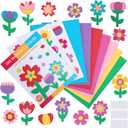 804 Pcs Spring Flower Pre-Cut Cutouts Set, Colorful Floral Paper Cutting, Assorted Flower Leaves Shape Cut-Outs for Spring Party Back to School Bulletin Board DIY Crafts Supplies