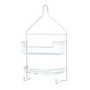 Kenney KN614121 Over the Shower Head 17" L x 10" W x 4" D Rust-Resistant Metal Wire Small 2-Shelf Hanging Caddy with Suction Cups and Razor Holders for Bathroom Shower, White