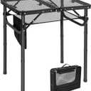 RedSwing Folding Grill Table, Lightweight Height Adjustable Aluminum Table with Mesh Desktop and Mesh Bag for Outdoor Camping Picnic BBQ, Small 2 Feet, Black (23.6"x15.7"x26.6")