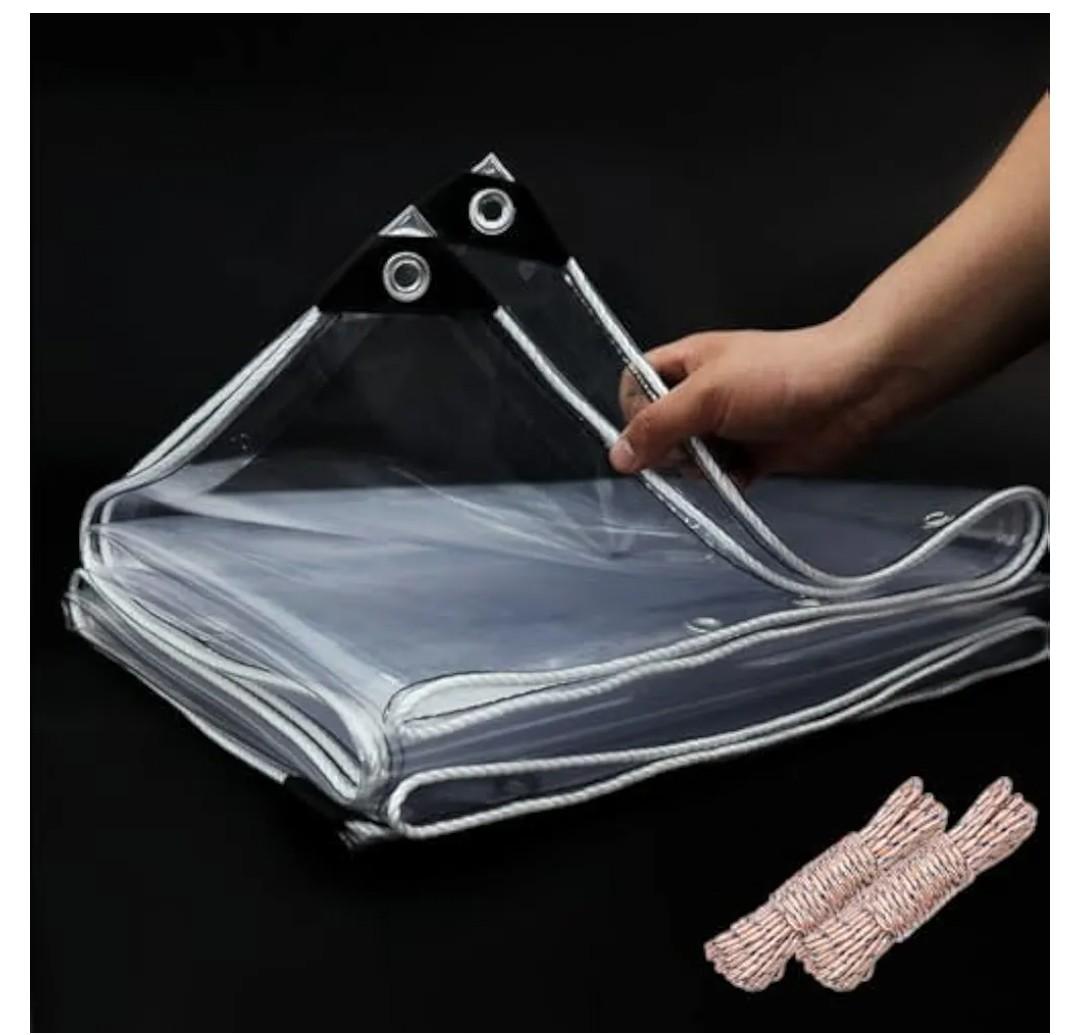 3'x6' 20 Mil Heavy Duty Clear Vinyl PVC Tarp, UV Resistant Glass Tarps Transparent Tarpaulin with Grommets & Reinforced Edges, Suit for Plant Greenhouse Balcony Garden Pet Hutch Roof, Full Size