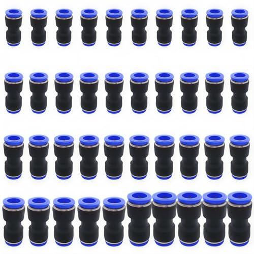 CESFONJER Pneumatic Push Fit Fittings, Plastic diameter Push to Connect Fittings Tube Connect Set, Push Fit Fitting Tube (40Pack: 4/6/8/10/12mm Combo), Tube Fitting Push Lock