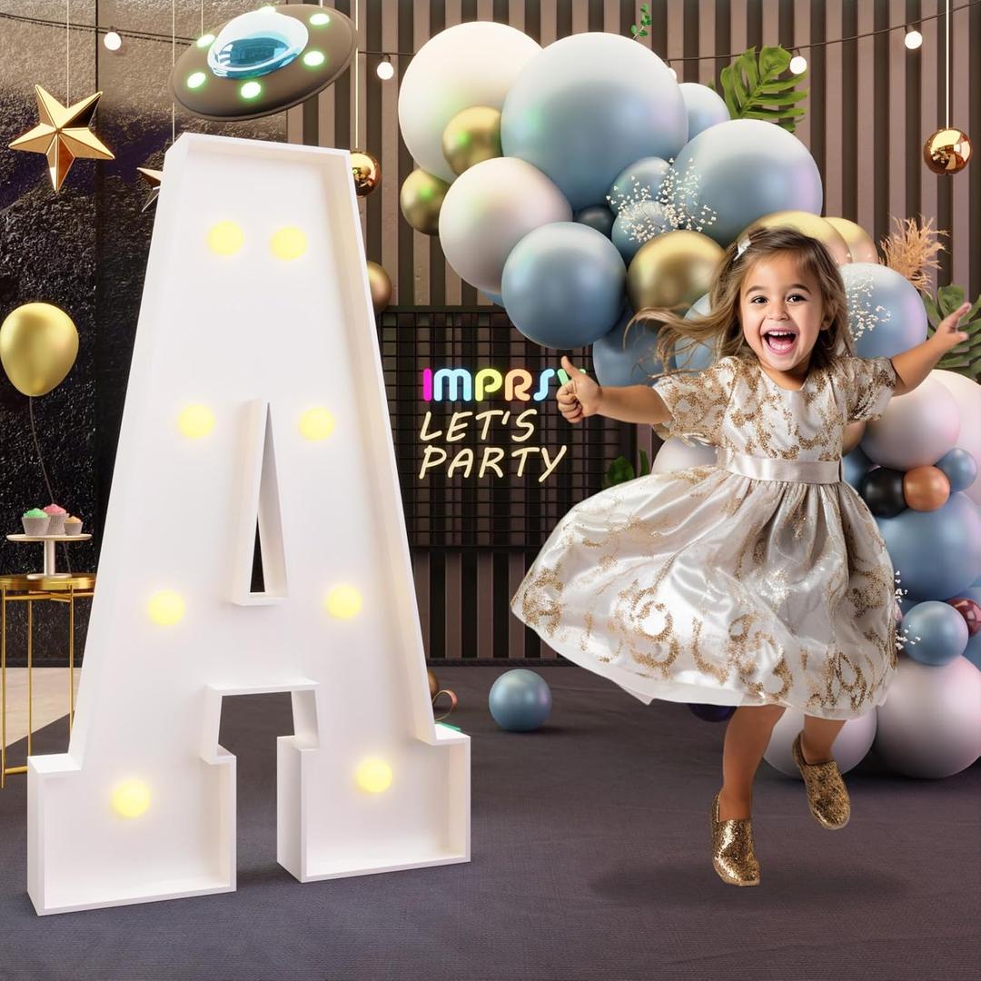 imprsv Marquee Light Up Letters, 3FT Marquee Letters for Birthday Baby Shower Wedding Decorations Light Up Letters for Engagement Party Decor, Large Marquee Letters for Party Decorations, Letter A