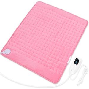 Deepsoon Heating Pad, Electric Heating Pads for Back, Neck, Moist Heating Pad for Abdomen Shoulder Knee Legs, Dry/ Moist Heat&Auto Shut Off, Mother's Day Birthday for Men and Women, BabyPink, 24x20 Inch