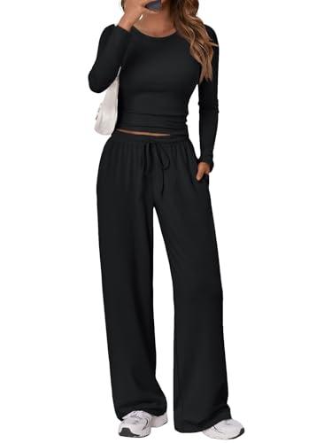 Trendy Queen Womens Two 2 Piece Matching Lounge Sets 2026 Early Fall Fashion Must Haves Y2K Workout Gym Clothes Comfy Airport Travel Vacation Luxury Outfits Sweatsuit Winter Clothing XS