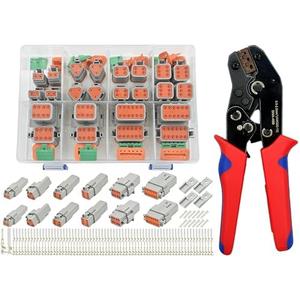 ALFOCI 216 PCS DT Connector Kit with Ratcheting Wire Crimper for Deutsch Connector, 2 3 4 6 8 12 Pin Connectors Automotive Electrical Connectors With Size 16 Stamped Contacts & Accessories ALFOCI 216 PCS DT Connector Kit with Ratcheting Wire Crimper for Deutsch Connector, 2 3 4 6 8 12 Pin Connectors Automotive Electrical Connectors With Size 16 Stamped Contacts & Accessories