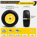 2Pcs 16×6.50-8 Tire and Wheel with 1 Inch Axle, Fits 3/4" Bearing & 1" Bushing, 3-5" Offset Hub, Flat Free 16x6.5-8 Lawn Mower Tire For Lawn & Garden Riding Tractors Front Assembly Replacement, 550lbs