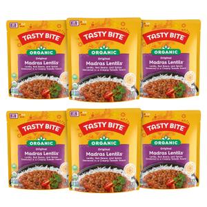 Tasty Bite Organic Madras Lentils, 10 Ounce, Pack of 6, Ready to Eat, Microwavable Entree, Vegetarian, Best By Jan 31, 2027