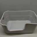 Low Entry Litter Box for Kittens & Senior Cat, High Sided Kitty Litter Boxes with Handle, Anti-Splash Plastic Large Litter Tray Pan for Big Cats, Easy to Clean, 19.6" L*13.7" W*8.6" H (Grey)