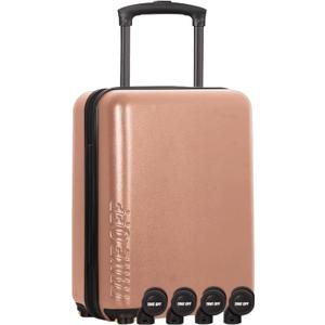 Take OFF Luggage 3.0 - Personal Item, 18x14x8 Inches, Underseat Suitcase with Removable Wheels, Hard Shell Luggage, Small Carry On Overnight Weekender, Airport & Travel Essentials, TSA Approved, Rose