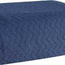 BELIZZI HOME 100% Cotton Bed Blanket, Breathable Thermal Blanket Twin Size, Soft Chevron 60''x90'', Perfect for Layering Any All Season, Navy Blue