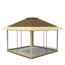 Garvee 12' × 12' Pop Up Gazebo Tent, Double Roof Patio Canopy with Mosquito Netting, Khaki