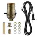 Lamp Rewire Kit,Lamp Socket Replacement Kit,Antique Brass Light Socket with Matching Electric Cord Set,DIY Lamp Making Kit Lamp Wiring Kit with All Essential Hardware (Bronze, 1)