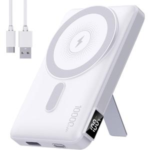 2026 Latest Magnetic Wireless Portable Charger Power Bank - 10000mAh 22.5W PD Fast Max Charging with Built-in LED Display, Magnetic Battery Pack for iPhone 17/16/15/14/13/12/Pro/Mini/Pro Max (white)