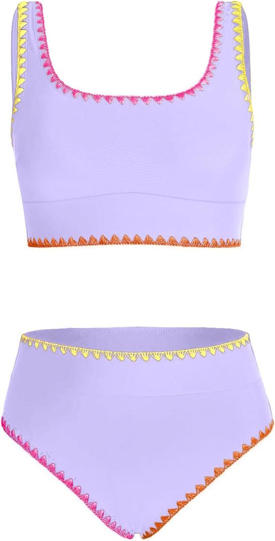 blibean Teen Girls Swimsuits Two Piece Bikini Sets with Chest Pad Size 12-13Y XL