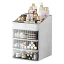 DASITON 6 Slots Makeup Brush Holder, Makeup Organizer, Makeup Brush Holder with 3 Drawers, Divided Makeup and Makeup Storage Holder, for Cosmetics(White-F2)
