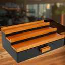 Cologne Organizer for Men, 3 Tier Wood Perfume Organizer for Dresser, Cologne Stand Display Shelf with Drawer and Hidden Compartment for Watch Jewelry, Perfume Display Risers Holder, A Gift for Men (B)