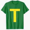 Letter T in Yellow on Green Costume Halloween Party T-Shirt Size M