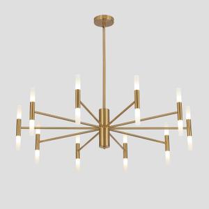 KCO Mid Century Modern 20-Light Large Brass Gold Sputnik Ceiling Chandelier, 39.4" x 8.7"
