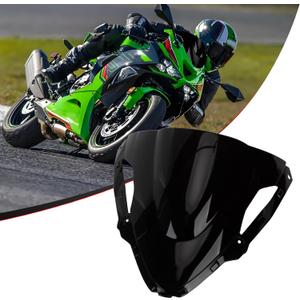 PSLER Double Bubble Windshield for ZX6R 2024-2025 ZX6R Accessories Motorcycle Windscreen (Black)