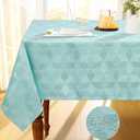 Smiry Rectangle Thanksgiving Tablecloth, 52x70 Inch Fall Waterproof Damask Table Cloth, Autumn Leaves Fabric Jacquard Table Covers for Harvest Parties, and Holiday Dinner, Turquoise