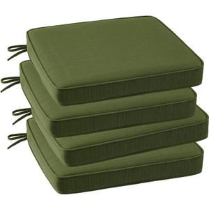 Outdoor Square Corner Seat Cushion, 18.5"x16"x3", Set of 4, Non Slip Seat Cushion Pads with Removable Cover for Patio Furniture, Garden Yard Lawn, Deep Forest Green
