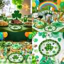 40 Pack St Patricks Day Plates 12 x 10 Inch St Patricks Paper Plates - Green & White Shamrock Large Disposable Dinner Platters for St Patricks Party Decorations