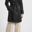 London Fog Missy Hooded Belted Trench Coat Black , Size Large