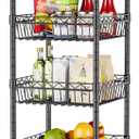 SINGAYE 6 Tier Shelf Wire Rack Shelving with Wheels Metal Storage Shelves Adjustable Closet Bathroom Organizers Baskets Pantry Kitchen Garage Laundry Room 13.5" D x 13.5" W x 63" H Black
