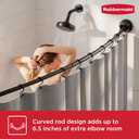 Rubbermaid Curved Shower Curtain Rod, No Drill, 50-72 Inches Adjustable Tension Shower Rod for Bathroom, Non-Slip, No Rust, Matte Black