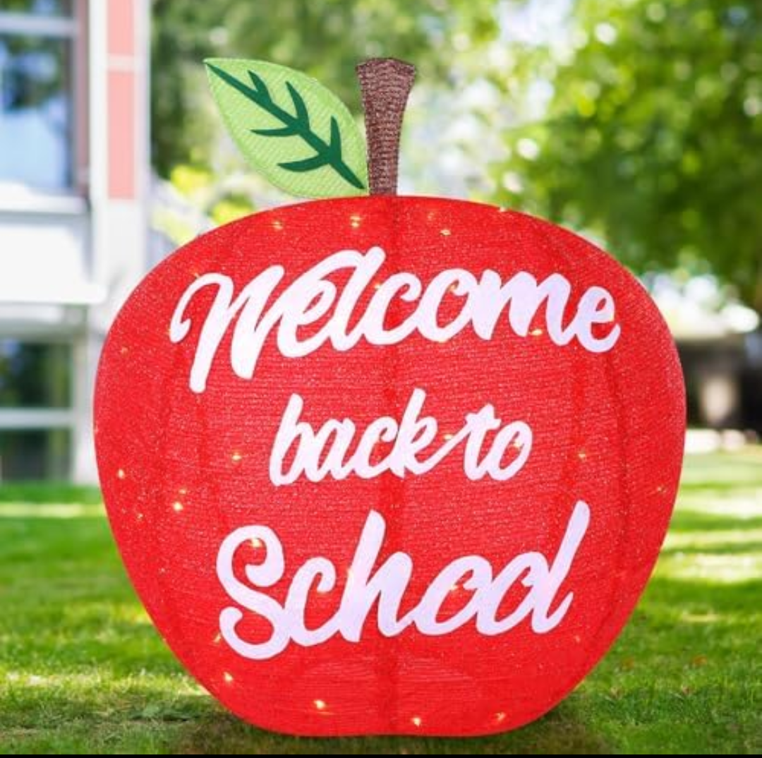 Kittmip Back to School Yard Sign Apple Decoration, 30" Red Apple Lantern with Built-in 70 LED Lights Decor for First Day of School Classroom Party