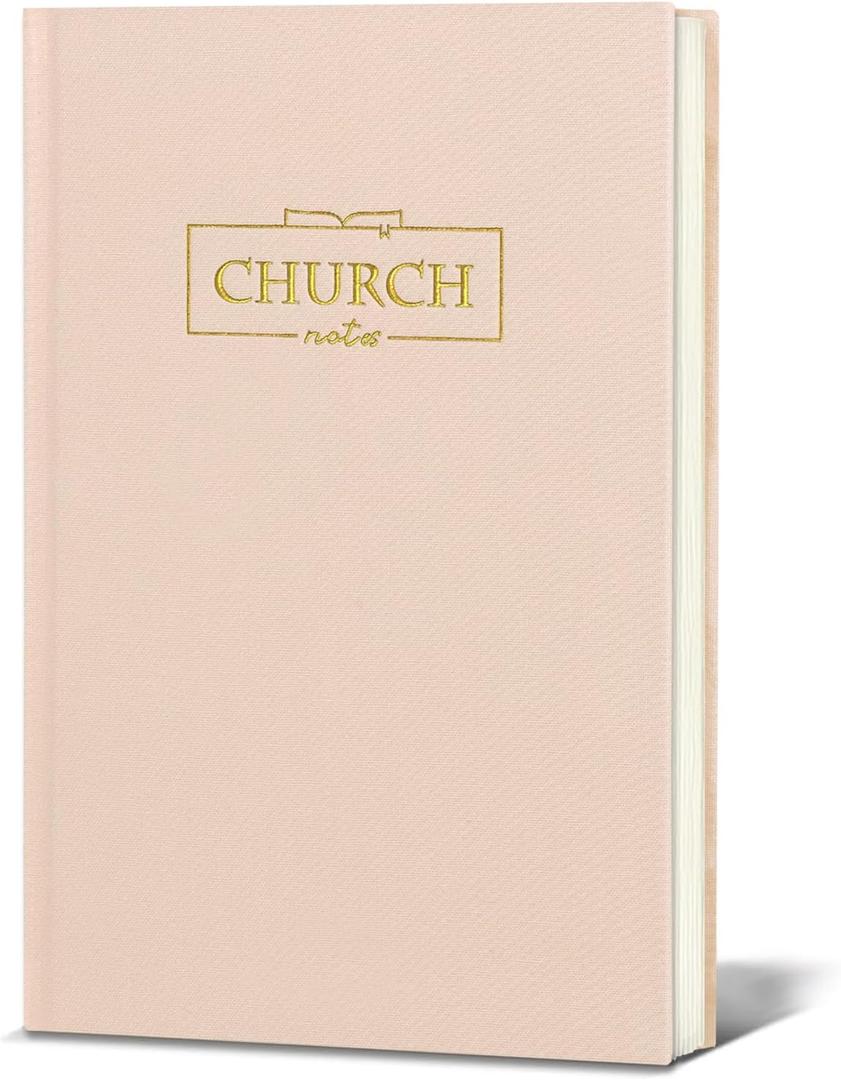 XKDOUS Church Notes Journal, Sermon Notes Christian Notebook, Linen Bible Study Journal, Prayer Journals, Blank Notebook to Writing Key Points and Notes, Christian Gifts for Women Men, Pink