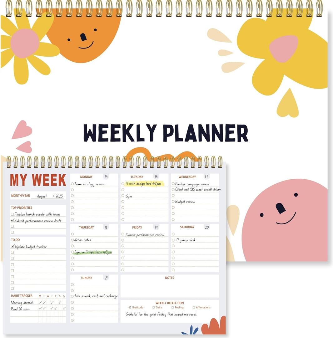 Weekly Planner Notepad 8.5x11 Inches  52 Weeks Undated Dashboard Desk Pad for To-Do List, Schedule & Notes  Productivity Planner for Work, School, Home & Busy Professionals (Colorful Smiles)