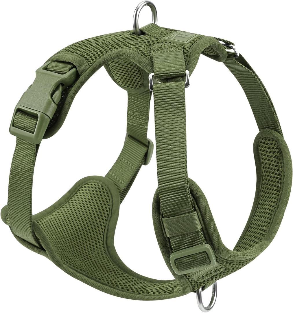 No Pull Dog Harness for Small Medium Large Dogs - Adjustable 2 Layer Mesh Dog Vest with Dual Clip, Escape Proof, Quick Release, Lightweight Breathable Mesh for Walking Hiking (Misty Green,XL) (XL(Neck:24.8-38.6",Chest:29.1-45.3"))