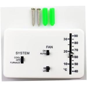 RV Thermostat (Cooling/Heating Furnace only) 6-Wire Analog Controller Leisure Vehicle Heating and Cooling System Controller, for Dometic 3106995.032 Replacement, 12VDC White