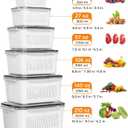 6 PCS Fruit Storage Containers for Fridge with Removable Colanders, 6 Plastic Food Storage Containers with 6 Lids, Leakproof Produce Containers Keep Fruits, Vegetables, Berry, Meat Fresh Longer