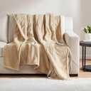 Beautyrest Heated Blanket, Electric Throw Blanket, Soft, Warm, Reversible Plush - Sherpa Heating Blanket Throw, 3 Heat Settings, 2 hr Auto Shut Off, Machine Washable, Oversized 60 in x 70 in, Beige