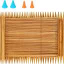 RELIAN Double Pointed , 75 Pcs Bamboo Knitting Needles Set, 15 Sizes from 2.0mm-10.0mm(8 Inches Length)+ 4Pcs Knitting Needles Point Protectors