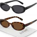 DANAMY Sunglasses Womens Retro Oval Sunglasses for Women Men Fashion Small Oval Sun Glasses 90s Vintage Driving Shades, One Size