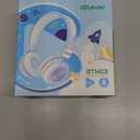 iClever BTH03 Kids Bluetooth Headphones, Colorful LED Lights, 35H Playtime, Bluetooth 5.4, Type C Fast Charging, Safe Volume, Stereo Sound Mic, On Ear Kids Wireless Headphones for iPad Airplane, Blue