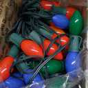 Minetom Vintage C9 LED Christmas Lights Outdoor Multicolor, 50 Feet C9 String Lights for Christmas Tree Roofline Holiday Party Indoor Outdoor Garden Patio Backyard Cafe Xmas Decoration, Green Wire