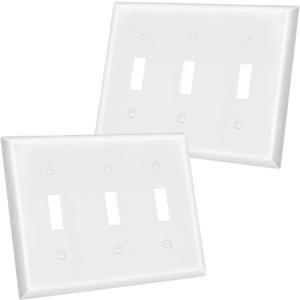 2 x 2 Pack Toggle Light Switch Cover Plate, Standard Size 3-Gang 4.57 x 6.38", Wall Plate Switch Cover, Outlet Covers Wall Plate, Unbreakable And High Temperature Resistant Switch Plate Covers, White