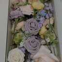 Ling's Moment Fake Flowers Box, Faux Artificial Greenery Stems Foam Roses Silk Lilac for Wedding Decor Centerpieces Table Decorations Floral Arrangements, Powder Blue & Champagne Pink, Deluxe Combo