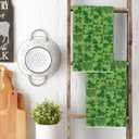 Artoid Mode Light Green Checkered Clover Shamrock St.Patrick's Day Kitchen Dish Towels, 18x26 Inch Farmhouse Holiday Spring Decoration Cleaning Set of 2