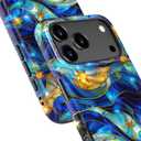 DorisMax for iPhone 17 Pro Case - Wireless Charging Compatible - Dual-Layer Hard Shell + Silicone Cover - Shockproof Protective Phone Case with Stylish Designs for Women - Abstract Bule Gold Water